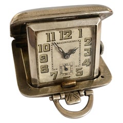 Small Vintage Silver Travel Clock