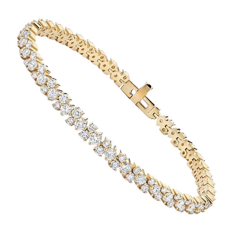 Ecksand 14k Yellow Gold Interlocking Diamond Tennis Bracelet For Sale