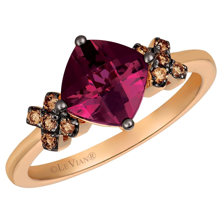 Le Vian 14K Rose Gold Rhodolite Garnet Chocolate Diamond Ring For Sale