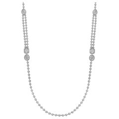 18K White Gold Diamond Long Necklace, 9.32ct