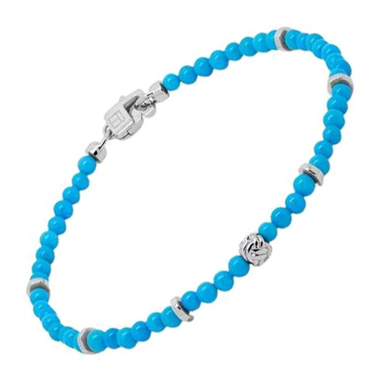 Nodo Bracelet with Sleeping Beauty Turquoise and Sterling Silver, Size S For Sale