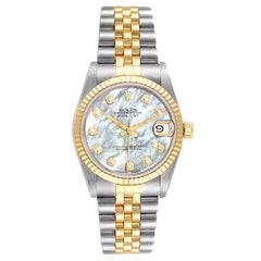 Used Rolex Datejust Steel Yellow Gold MOP Diamond Dial Jubilee Watch 68273