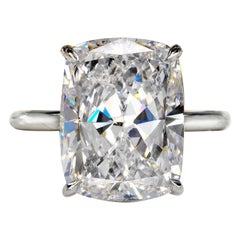 10 Carat Cushion Cut Diamond Engagement Ring Platinum GIA Certified D VVS1