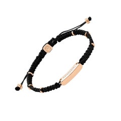 Black Macramé Bracelet with Rose Gold Baton, Size M