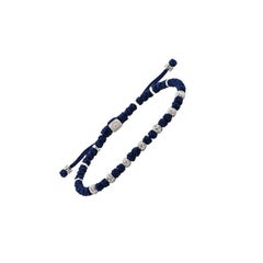 Mykonos Knots Bracelet in Blue Macrame and Silver, Size M