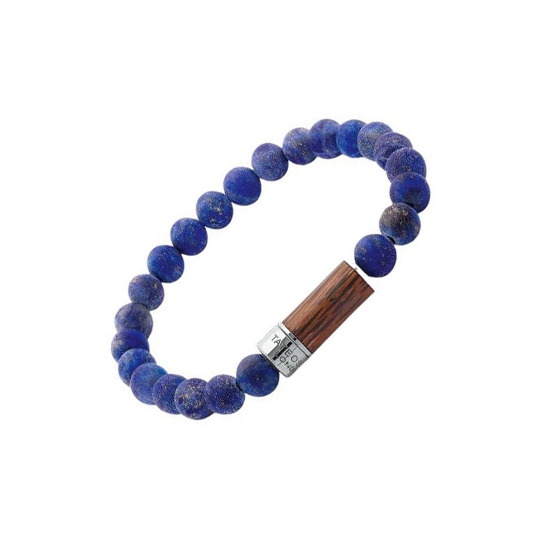 Palma Nera Bracelet in Palma Nera Wood with Lapis, Size L For Sale