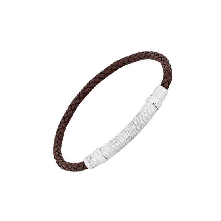 Tubo Gomma Bracelet with Woven Brown Rubber and Black Rhodium Plated  Silver,Size M For Sale at 1stDibs