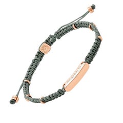 Green Macramé Bracelet with Rose Gold Baton, Size M