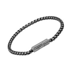 Elegantes Pop-Armband aus schwarz rhodiniertem, rhodiniertem Sterlingsilber, Größe M