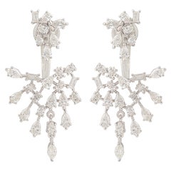 Boucles d'oreilles en or blanc massif 18k avec diamant baguette poire de 3,51 Carat