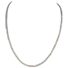 7,40 Karat runder Brillantschliff Diamant Tennis-Halskette 14 Karat Weißgold