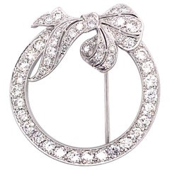 Retro 1950’s 14kw Diamond Wreath with Bow Brooch