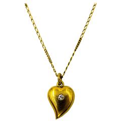Charming Gold Antique Diamond Heart Locket and Chain 3