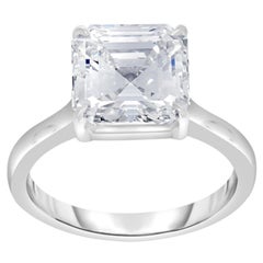 GIA Certified 4.02 Ct. Square Emerald Cut Diamond Platinum Engagement Ring