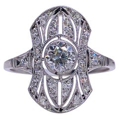 Art Deco .52 Carat Old European Cut Diamond and Platinum Ring