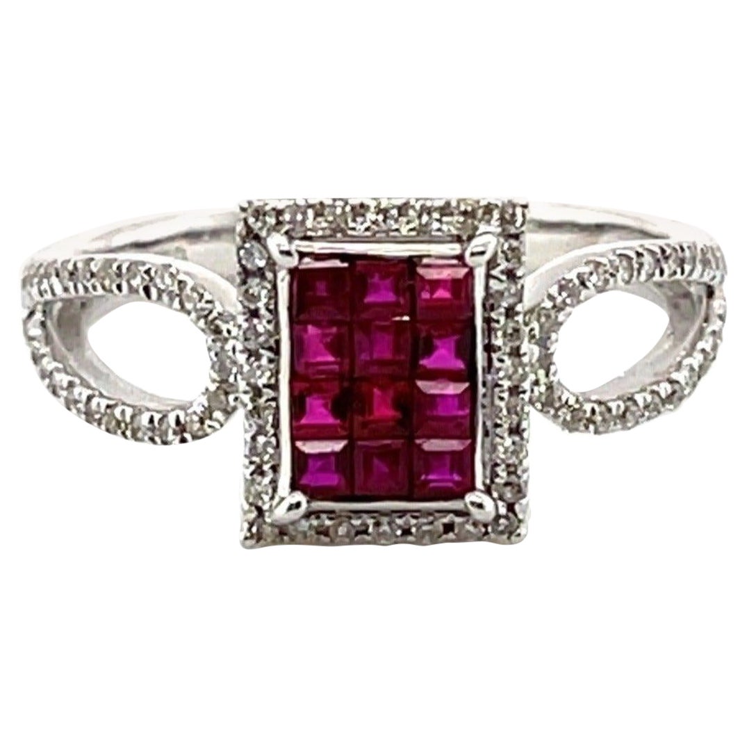 'Claire' Ruby and diamond ring in 18CT white gold For Sale