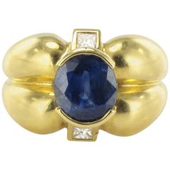 2.75 carat Blue Sapphire and Princess Cut Diamond Ring 10