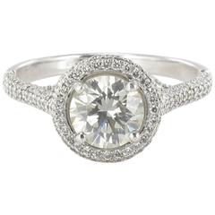 Vintage New 1.20 Carat Diamond Platinum Solitaire Ring 