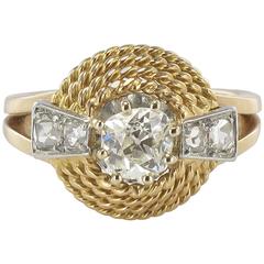 French 1960s Cushion and Rose Cuts Diamond Ring 11