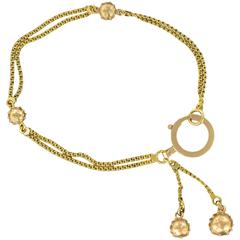 French Napoleon III Chain bracelet with yellow and rose gold beads