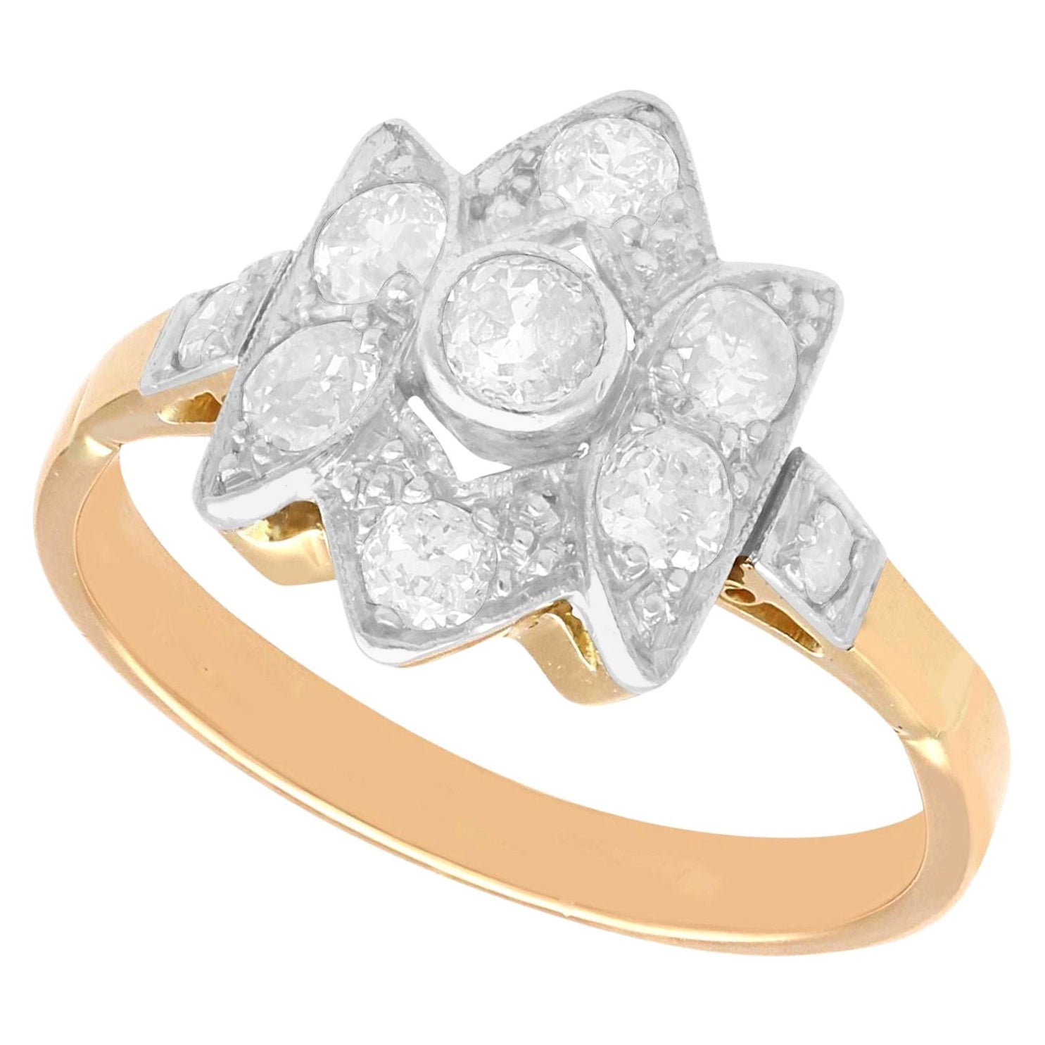 Art Deco Diamond and Yellow Gold Cocktail Ring For Sale