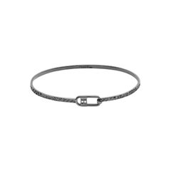 T-Bangle in Hammered Black Rhodium Plated Sterling Silver, Size M