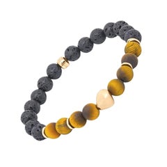 Pulsera Nugget con ojo de tigre y plata de ley chapada en oro rosa, talla L