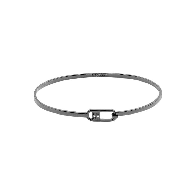 T-Bangle in Polished Black Rhodium Plated Sterling Silver, Size S For Sale