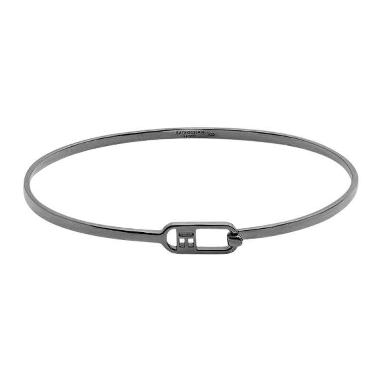 T-Bangle in Polished Black Rhodium Plated Sterling Silver, Size M For Sale