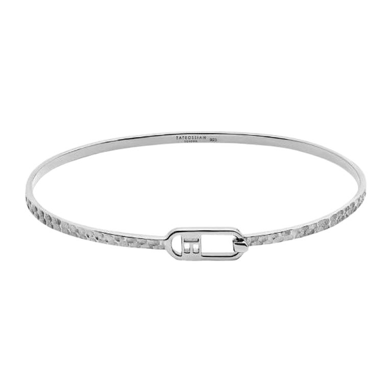 T-Bangle in Hammered Sterling Silver, Size S For Sale