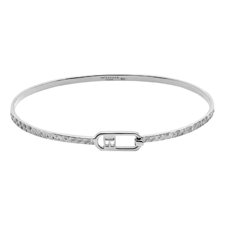 T-Bangle in Hammered Sterling Silver, Size M For Sale