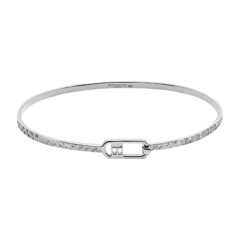 T-Bangle in Hammered Sterling Silver, Size L For Sale