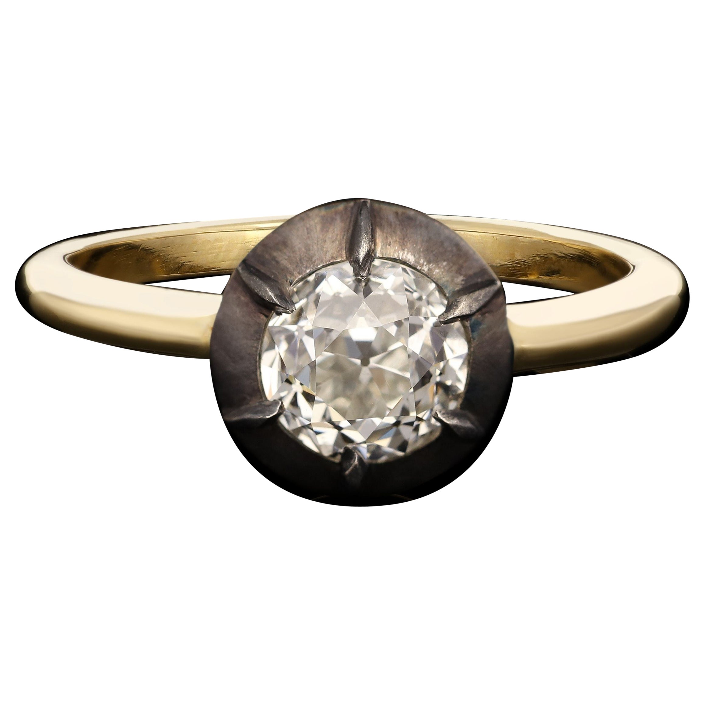Hancocks 1.01ct Old European Brilliant Cut Diamond Ring in Antique Style Setting For Sale