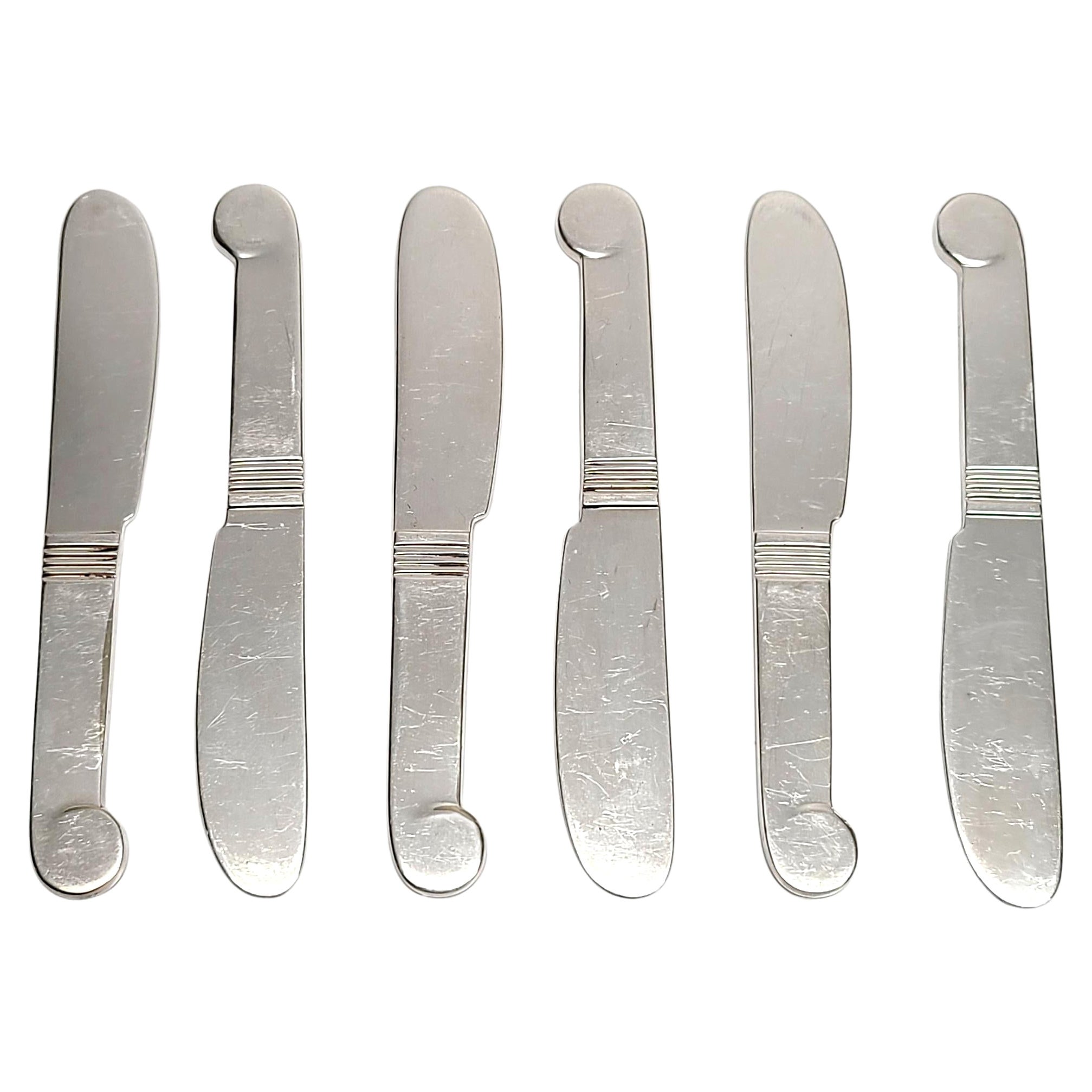 Set of 6 Christofle Luc Lanel Silverplated Pate/Caviar/Butter Knives