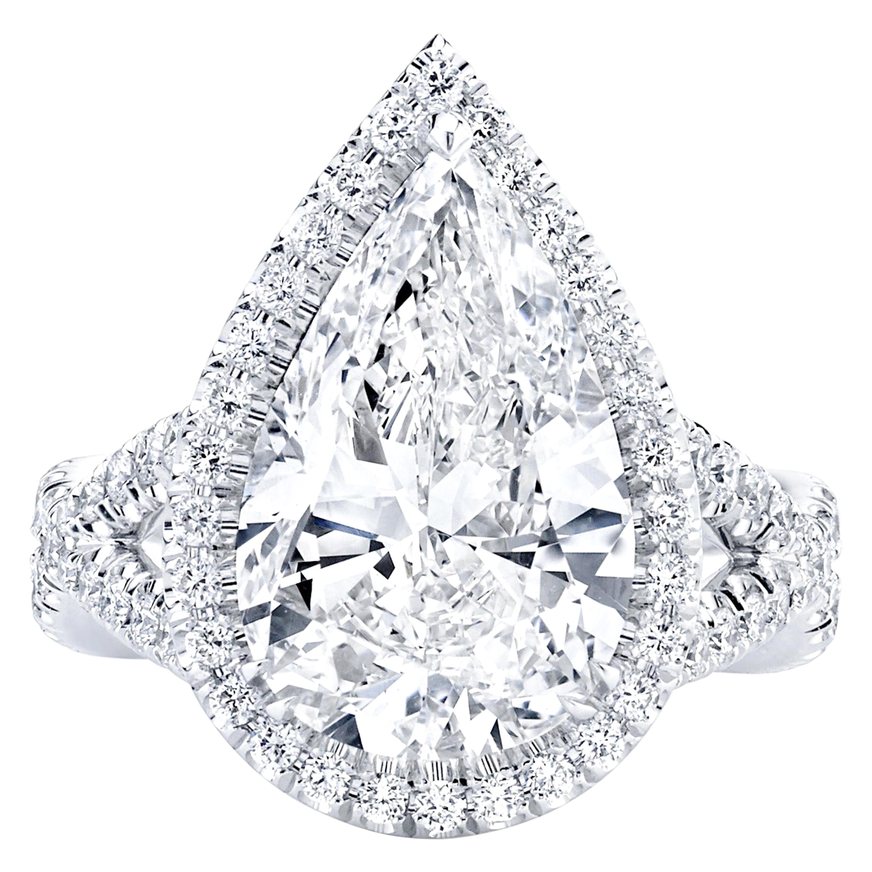 Gia Certified 4 83 Carat Pear Shaped Diamond Engagement Ring In Platinum For Sale At 1stdibs