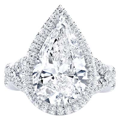 Harry Winston 6.83 carat Pear shaped Diamond Platinum engagement Ring