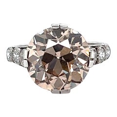 Antique Art Deco GIA 6.71 Carat Fancy Color Diamond Platinum Engagement Ring