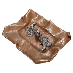 Gorham Aesthetic Mixed Metals Pin Tray with Figural Silver Snail on Copper