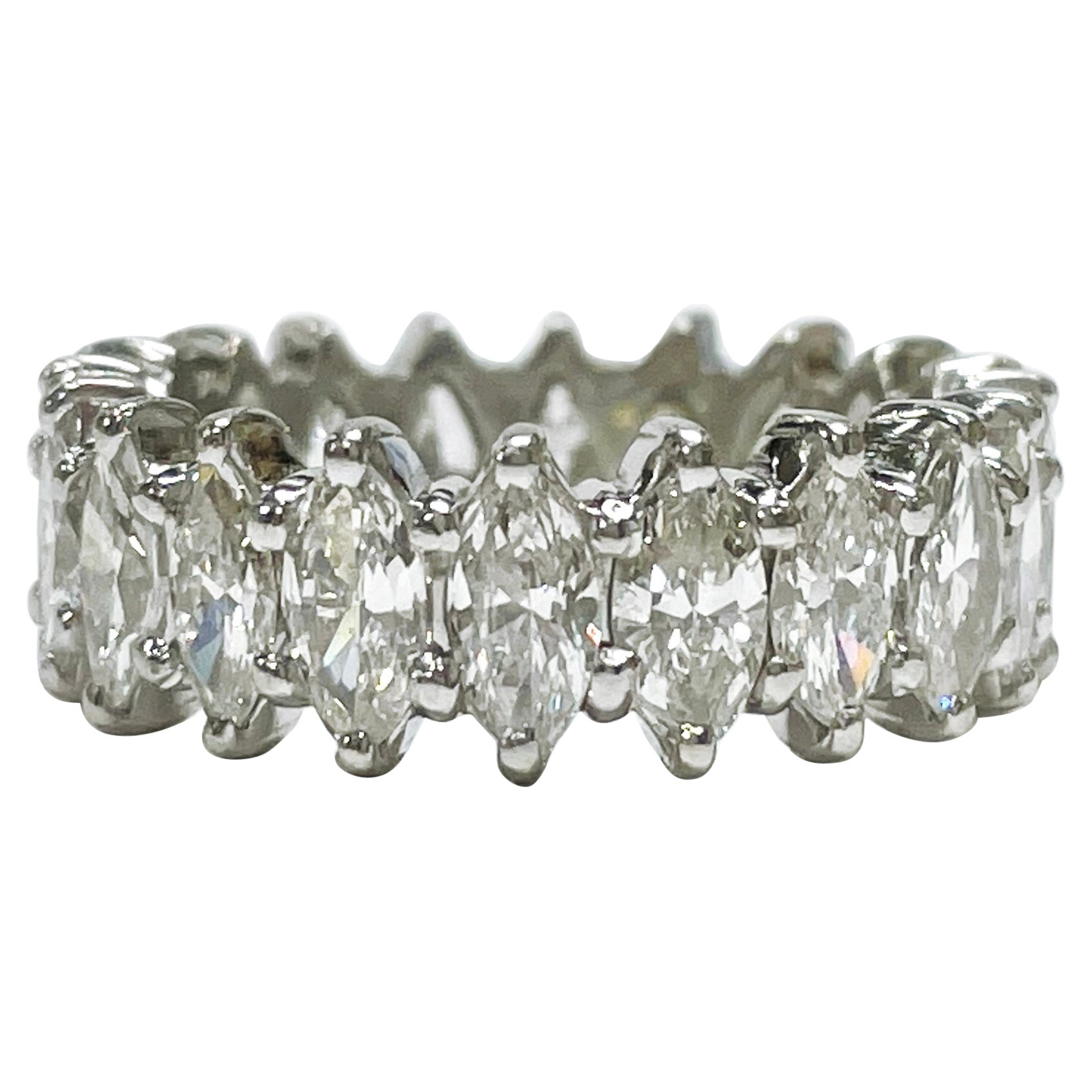 Platinum Marquise Diamond Eternity Ring For Sale