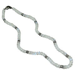 Faceted Moonstone and Pavé Diamond Beaded Necklace