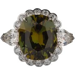 GIA Cert 5.10ct Alexandrite and Diamond Ring