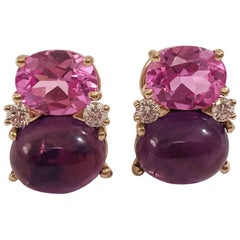 GUM DROPTM-Ohrringe mit rosa Topas und Cabochon Amethyst und Diamanten