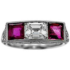 Bailey Banks & Biddle Antique Ruby Diamond Ring 