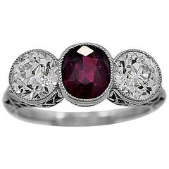 J.E. Caldwell Antique Ring 1.50ct. Burma Ruby No Heat & Diamond