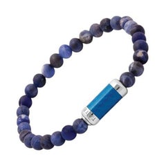 Montecarlo-Armband aus Sodalith mit blauem Aluminium und Sterlingsilber, Größe L