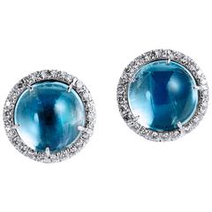 Mystical Moonstone and Diamond Stud Earrings