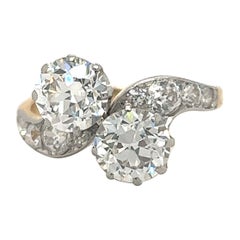 Victorian Toi Et Moi Diamond Bypass Ring 3.30 TCW.