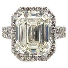 GIA Certified 8.02 Carat L VS2 Natural Emerald Cut Diamond Engagement Plat Ring