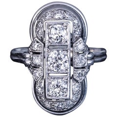 Art Deco Platinum Diamond Ring 1930s