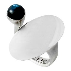 Gebogener gebogener Gabrielsen für Georg Jensen Sterling Silber Labradorit Dänischer Moderner Ring